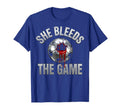 She Bleeds Game Womens Soccer T-Shirt - Trendy Graphic for Adults