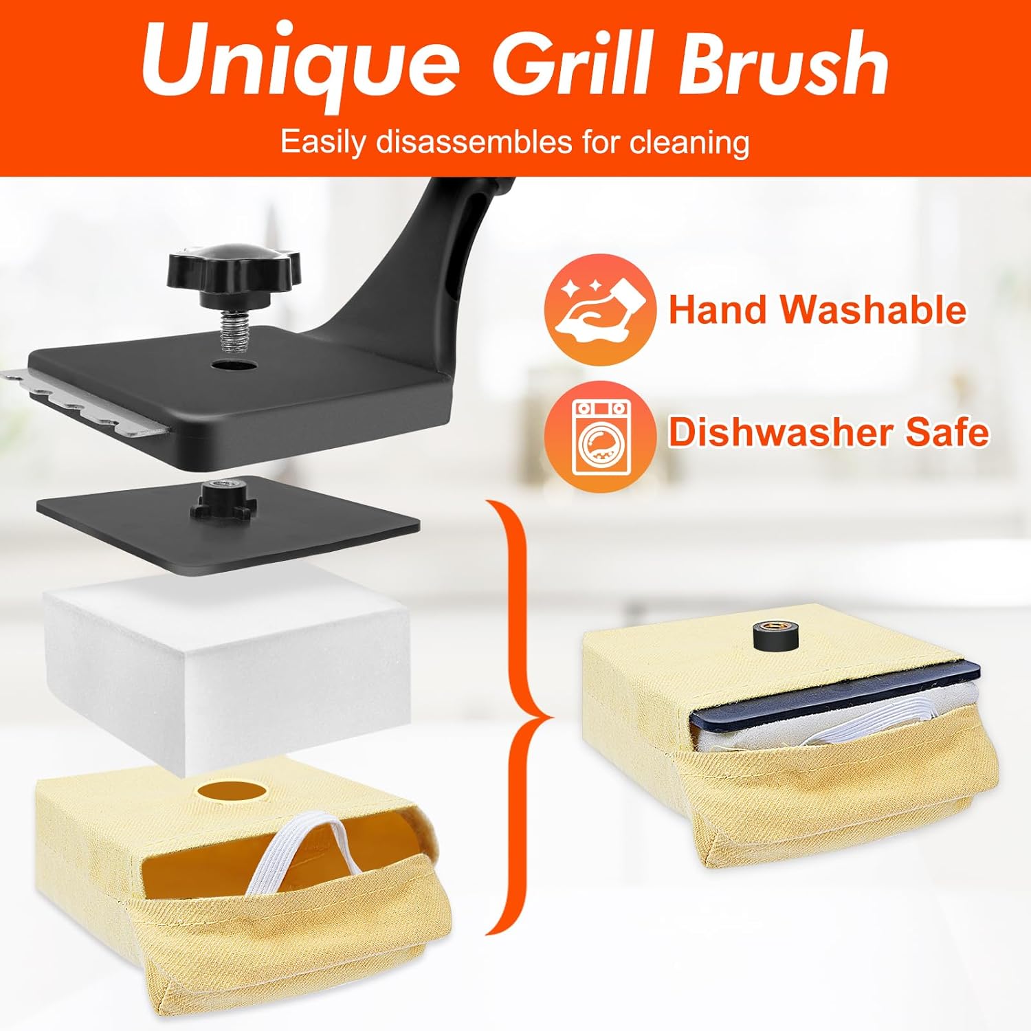 DR DAPPER Grill Brush Scraper Replace Head BBQ Cleaning Brush Bristle Free Upgraded Steam Scrubber Grill Cleaner Accessories Cloth Brush Tool for Cast Iron Stainless-Steel Grates Grill Cleaner Brushes