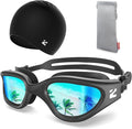 ZIONOR G1 Lite Swim Goggles with Swim Cap Comfortable Anti-fog Swimming Goggles Cap Set for Adult Men Women