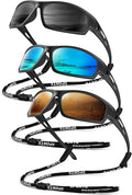Polarized-Sunglasses-Men Sports Mens-Sunglasses: Sun-Glasses with UV400 Protection for Driving Golf Fishing Running