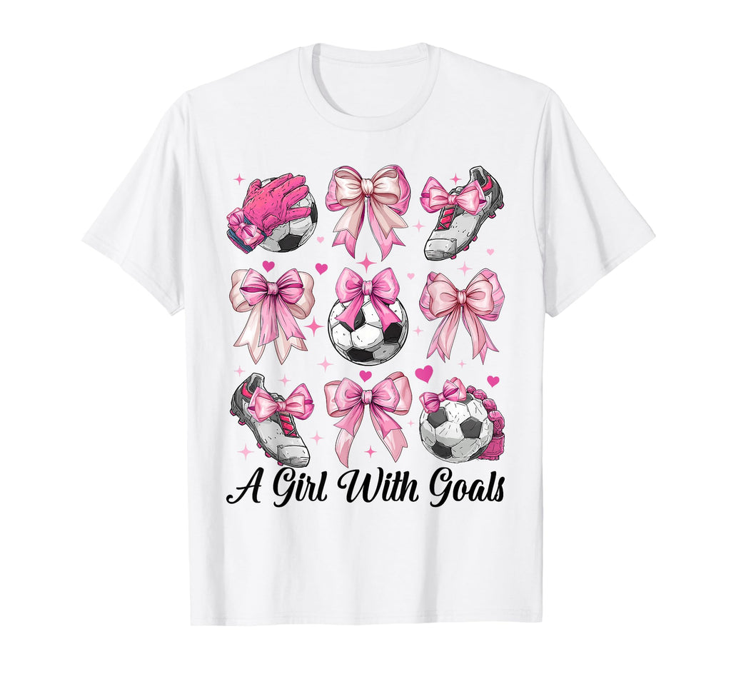 Soccer Player Soccer Coquette Bow T-Shirt - Novelty Apparel for Adults