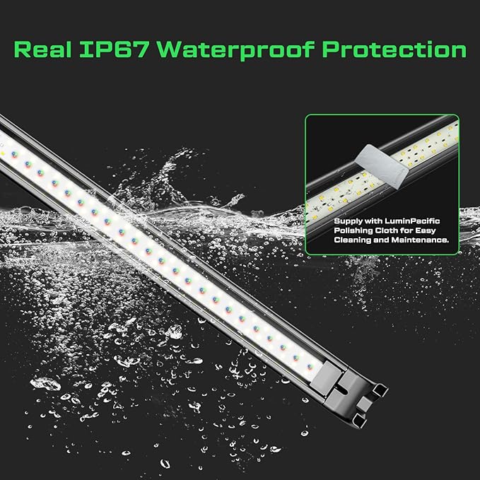 LED Aquarium Light with Remote, IP67 Waterproof Freshwater Planted Grow Light, Full Spectrum Fish Tank Light with Timer, Dimmable RGB+W, Upgrade Appearance, High Performance (36-41inch)