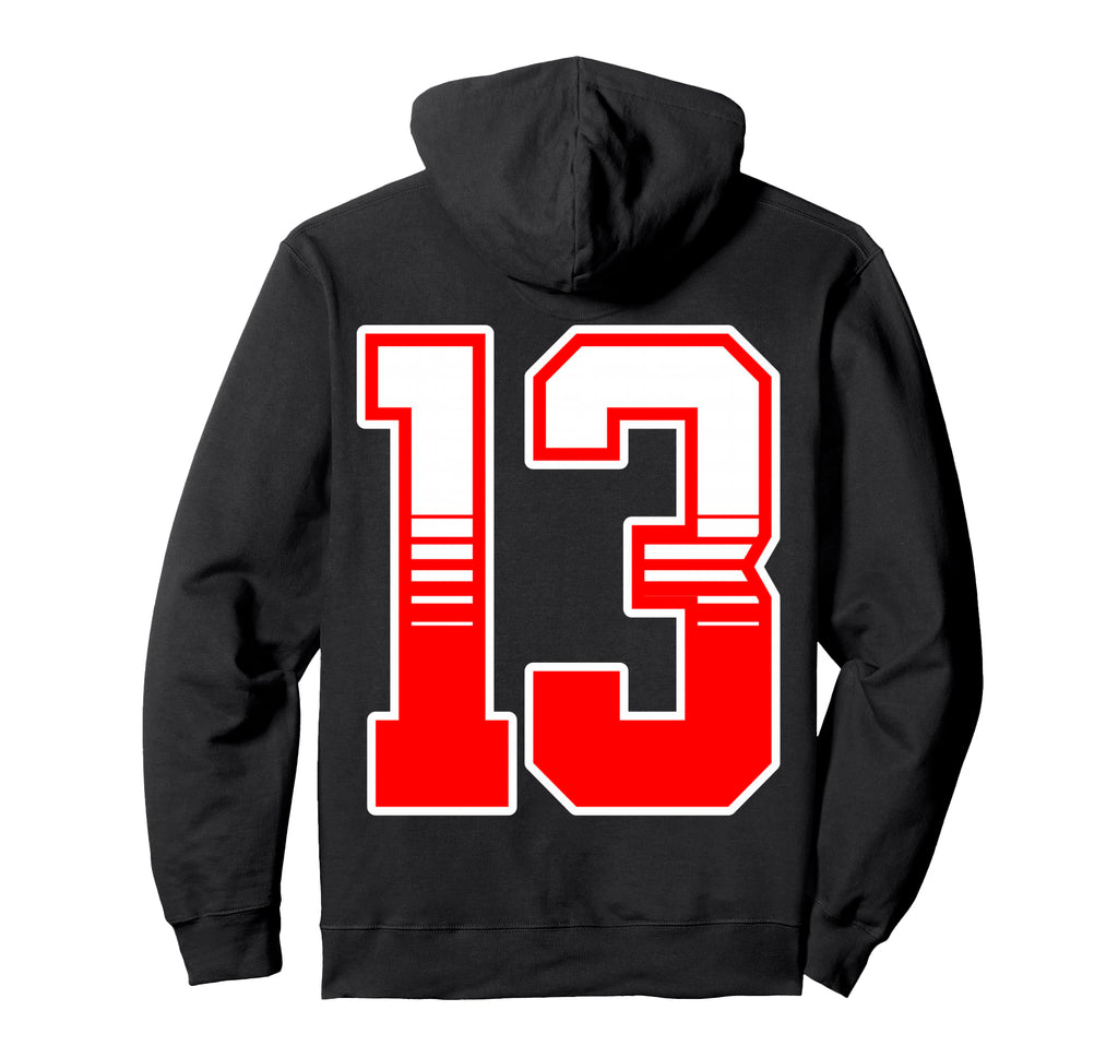 White Red Sport Team Number 13 Hoodie - Aesthetic Graphic Unisex