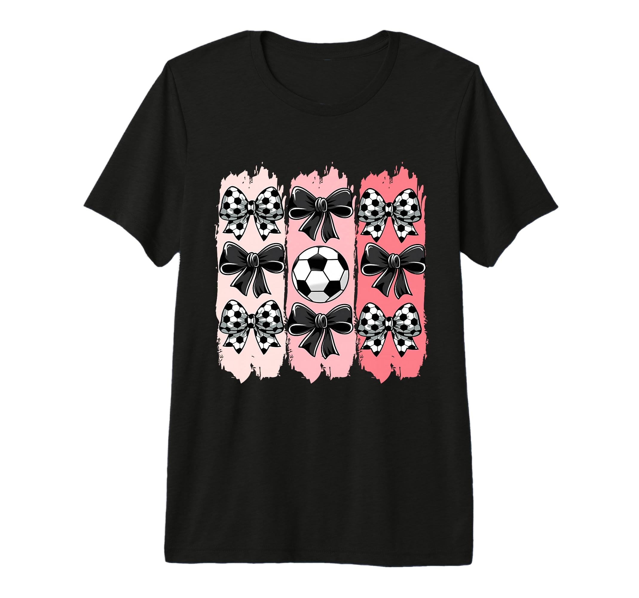 Soccer Coquette Bow Soccer Ball T-Shirt - Casual Everyday Wear Men Women