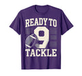 Ready To Tackle 9Th Birthday Football T-Shirt - Minimalist Print for Adults