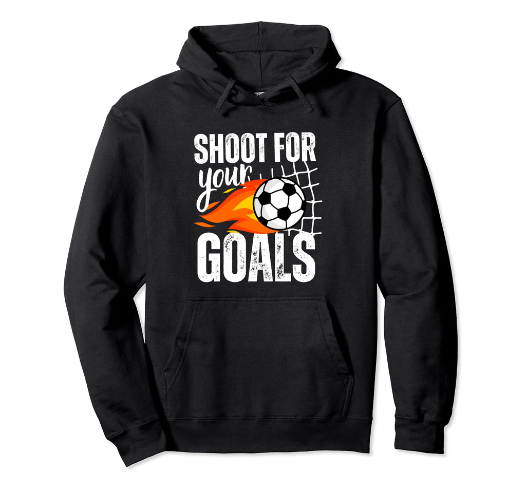 Shoot Your Goals Soccer Distressed Hoodie - Minimalist Print for Adults