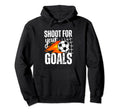 Shoot Your Goals Soccer Distressed Hoodie - Minimalist Print for Adults