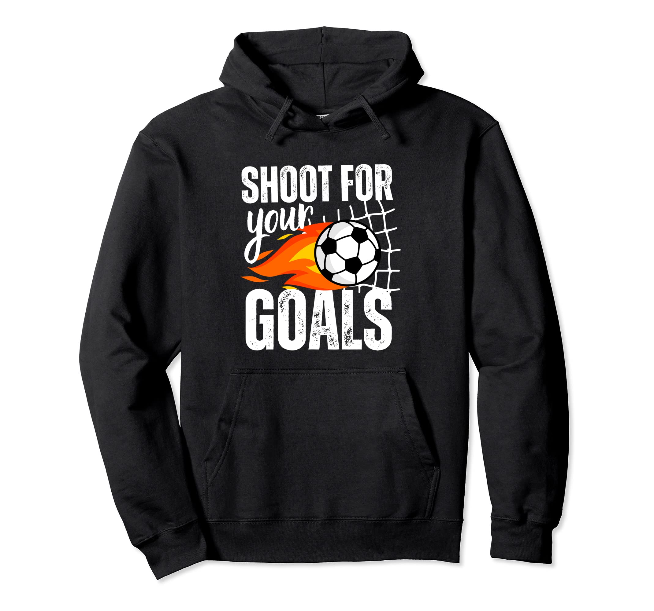 Shoot Your Goals Soccer Distressed Hoodie - Minimalist Print for Adults