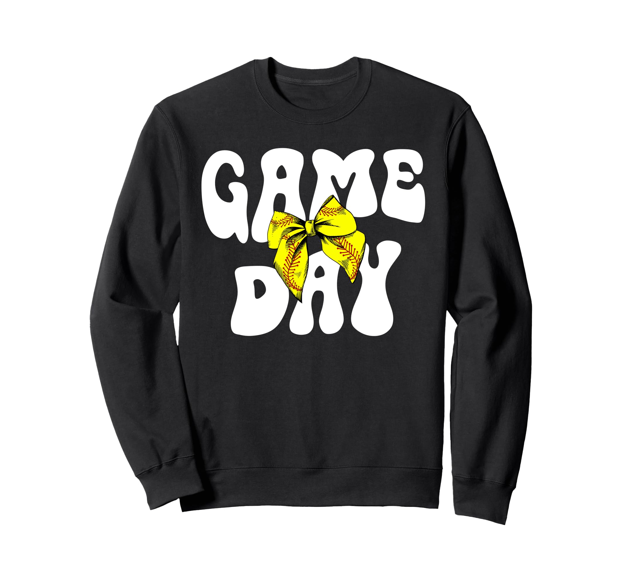 Groovy Softball Game Day Bow Game Sweatshirt - Minimalist Print Men Women