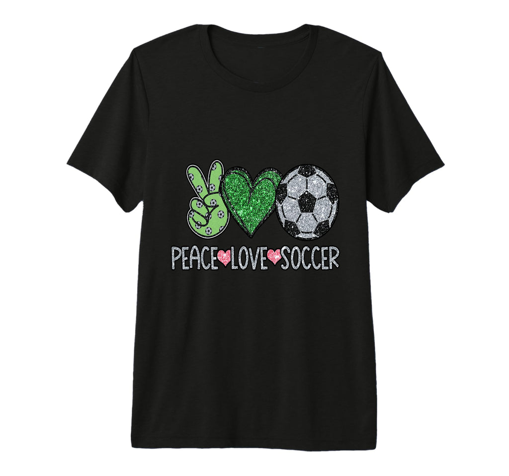 Peace Sign Love Soccer Ball Fan T-Shirt - Casual Everyday Wear for Adults