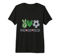 Peace Sign Love Soccer Ball Fan T-Shirt - Casual Everyday Wear for Adults