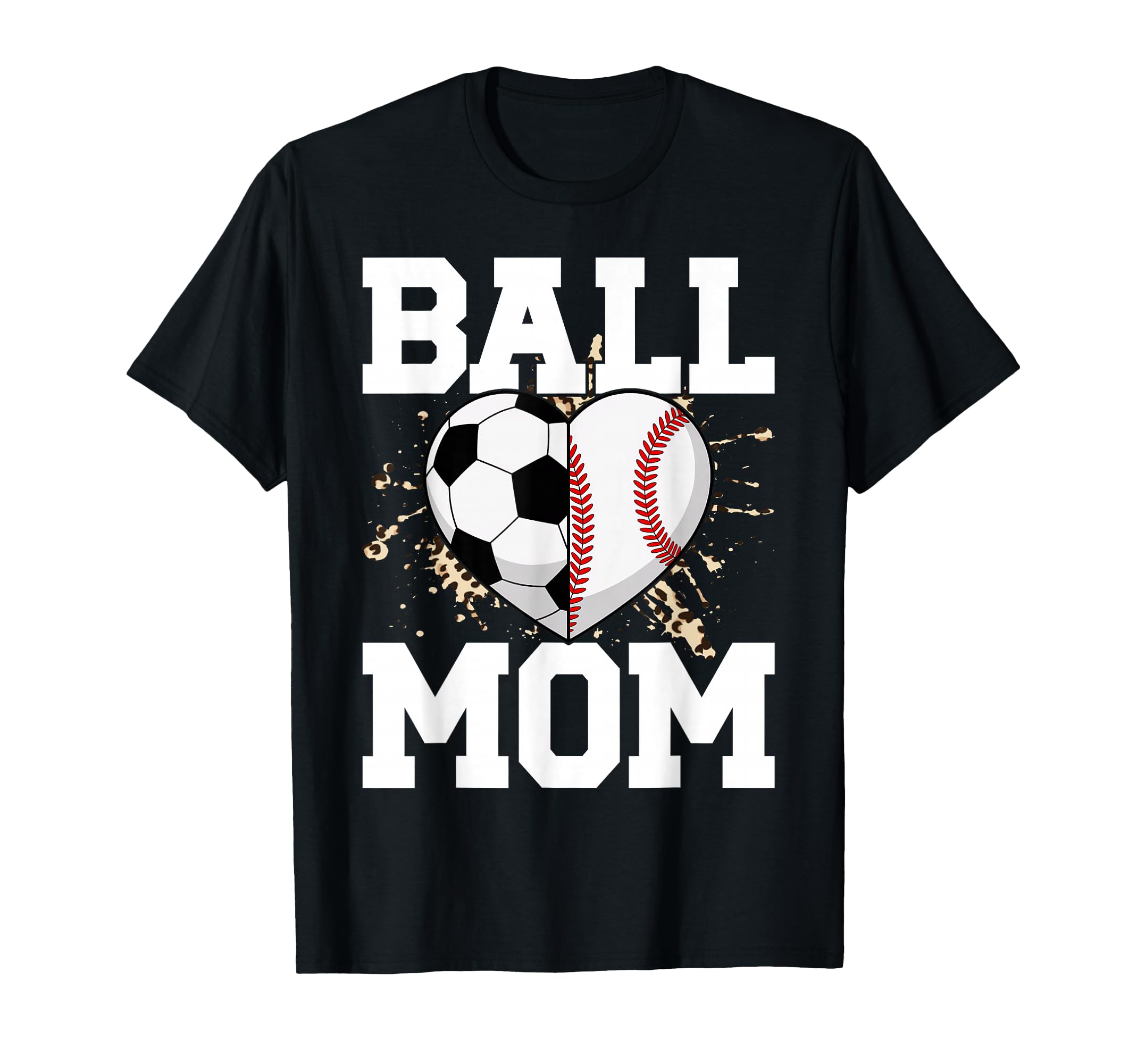 Both Heart Soccer Baseball Sports Mom T-Shirt - Trendy Graphic Unisex