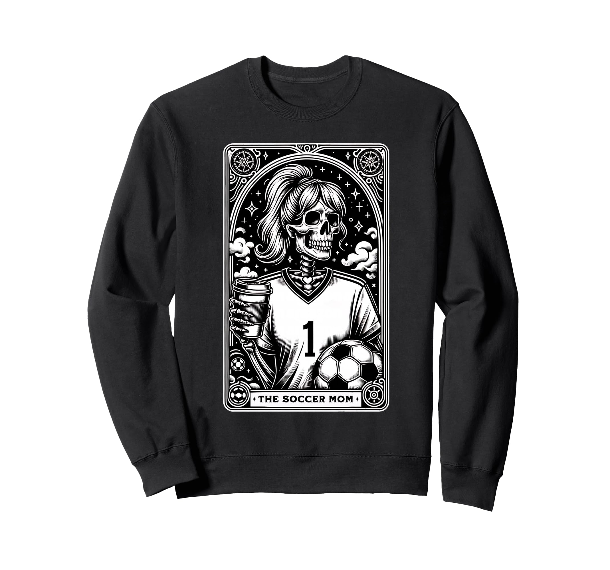 Funny Soccer Mom Skeleton Tarot Sweatshirt - Unique Graphic for Adults