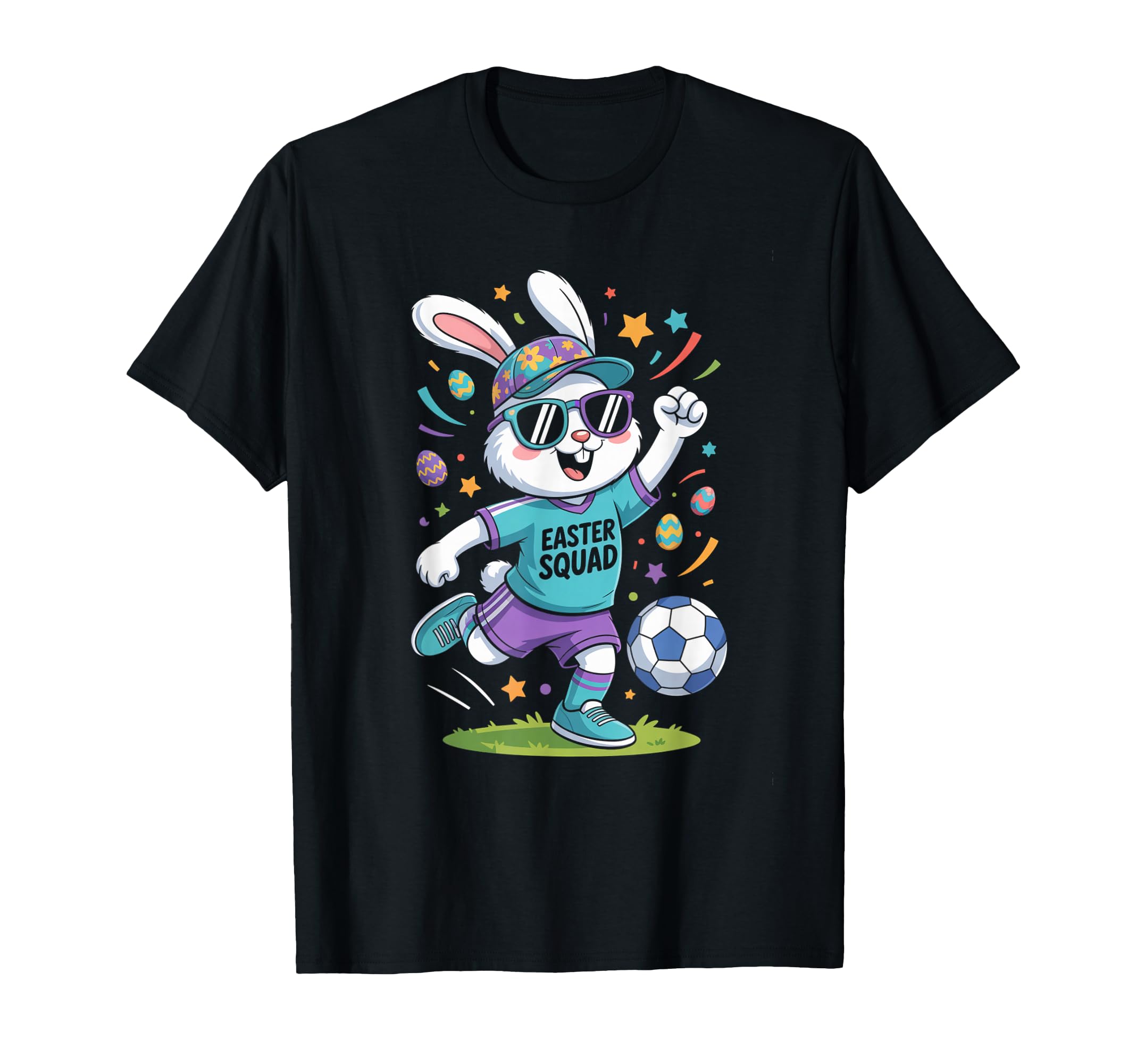 Sports Gift Easter Squad Bunny Soccer T-Shirt - Unique Graphic Men Women