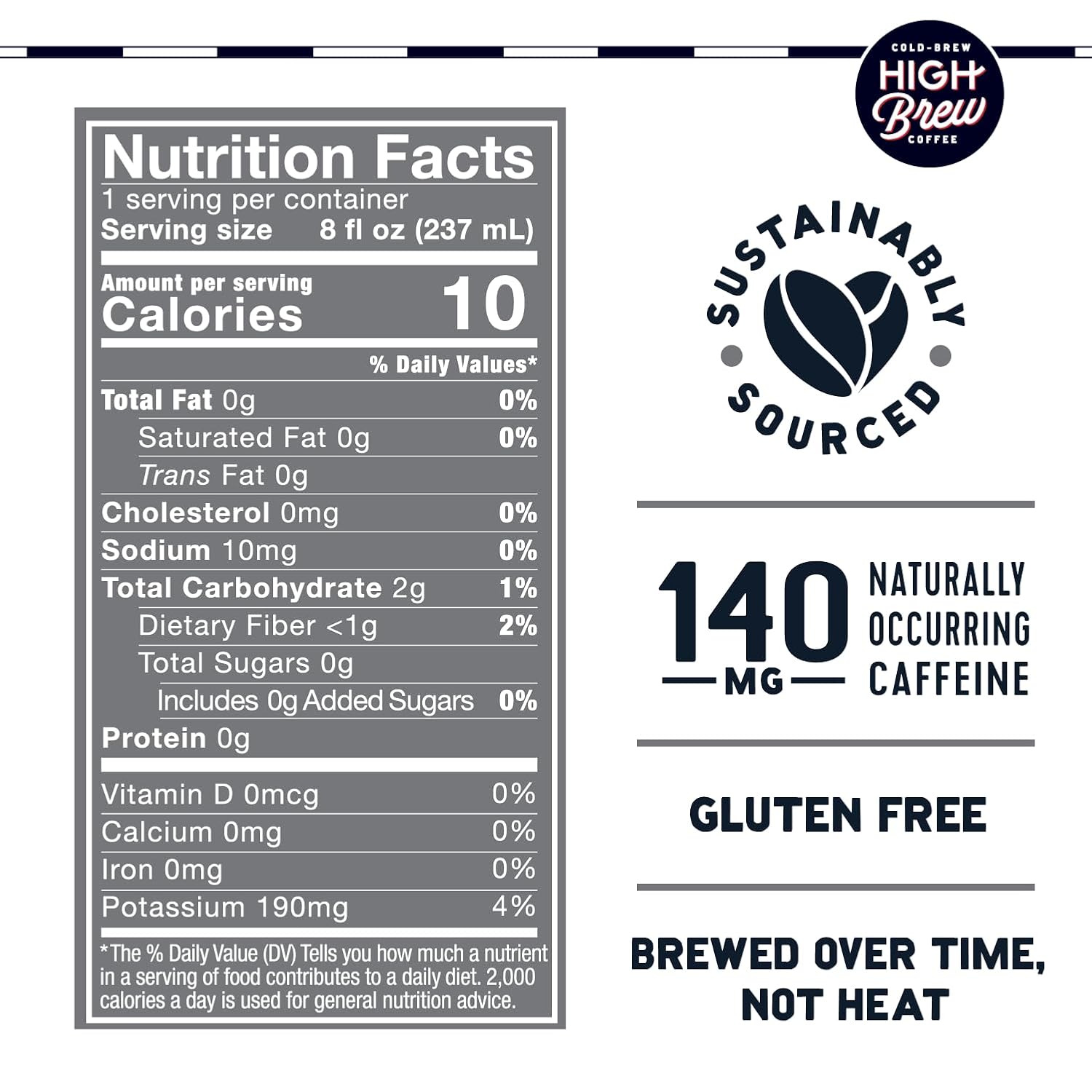 High Brew Black & Bold Cold Brew Coffee, 8 fl oz, Pack of 12
