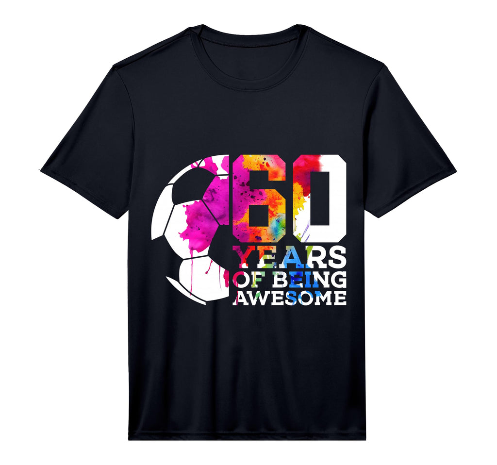Mens 60 Years Being Awesome Soccer T-Shirt - Minimalist Print for Adults