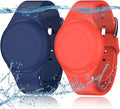 R-fun Waterproof for Air Tag Bracelets [2 Pack] Compatible with Apple Air Tag Finders with Soft Silicone,Anti Lost GPS Item Finders Case Cover,Night Blue/Red