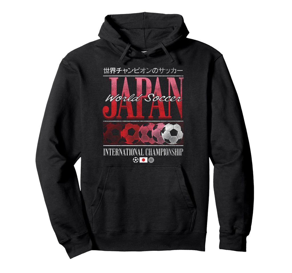 Japan Distressed Soccer Balls Kanji Sports Hoodie - Custom Art Print Unisex