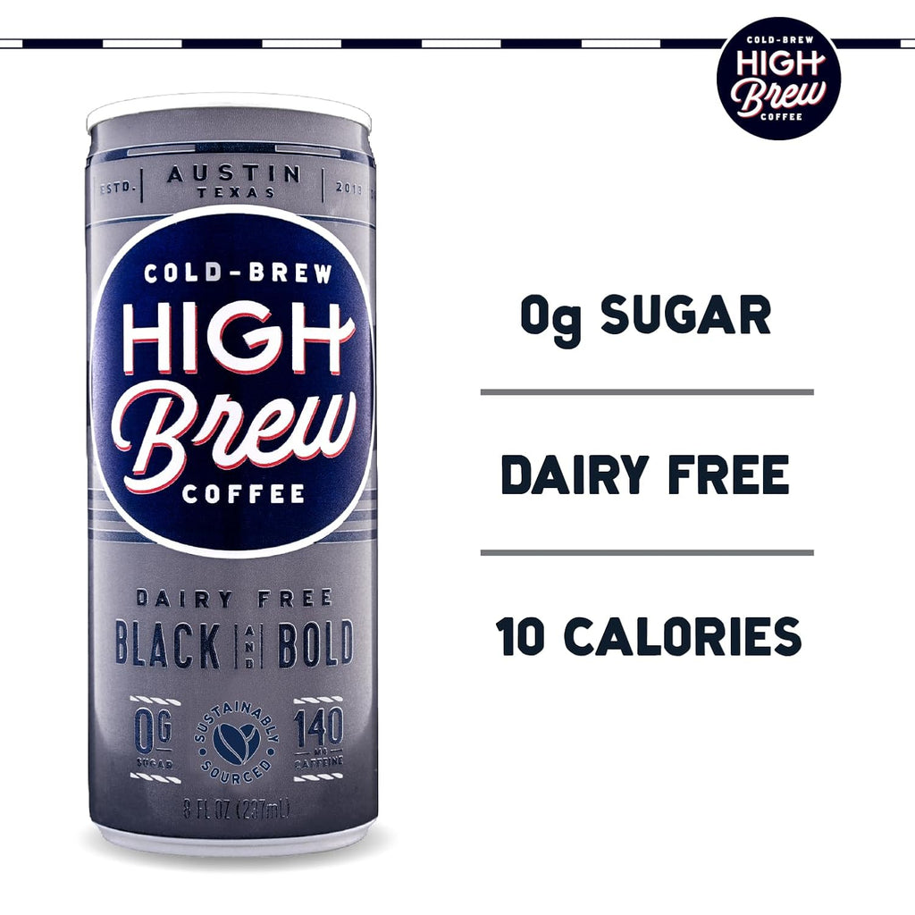 High Brew Black & Bold Cold Brew Coffee, 8 fl oz, Pack of 12