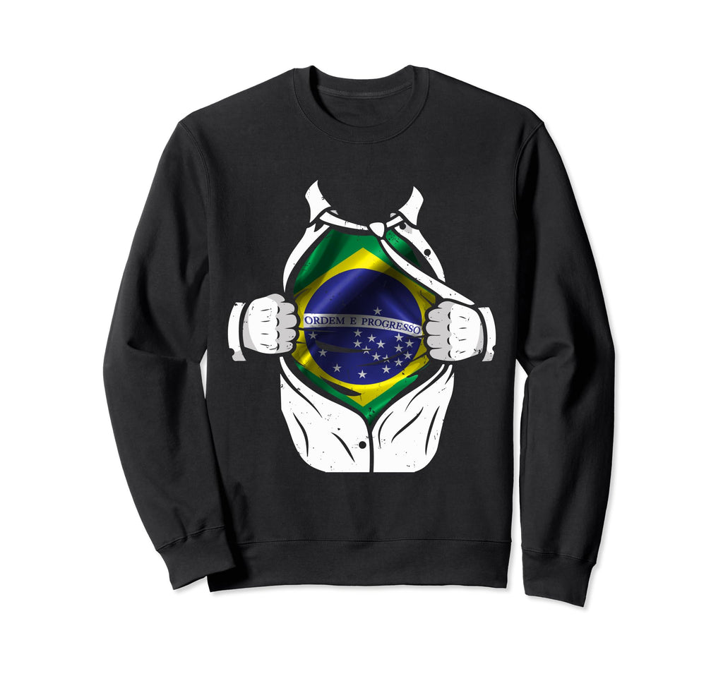 Superhero Flag I Love Brazil Designer Sweatshirt - Trendy Graphic Unisex