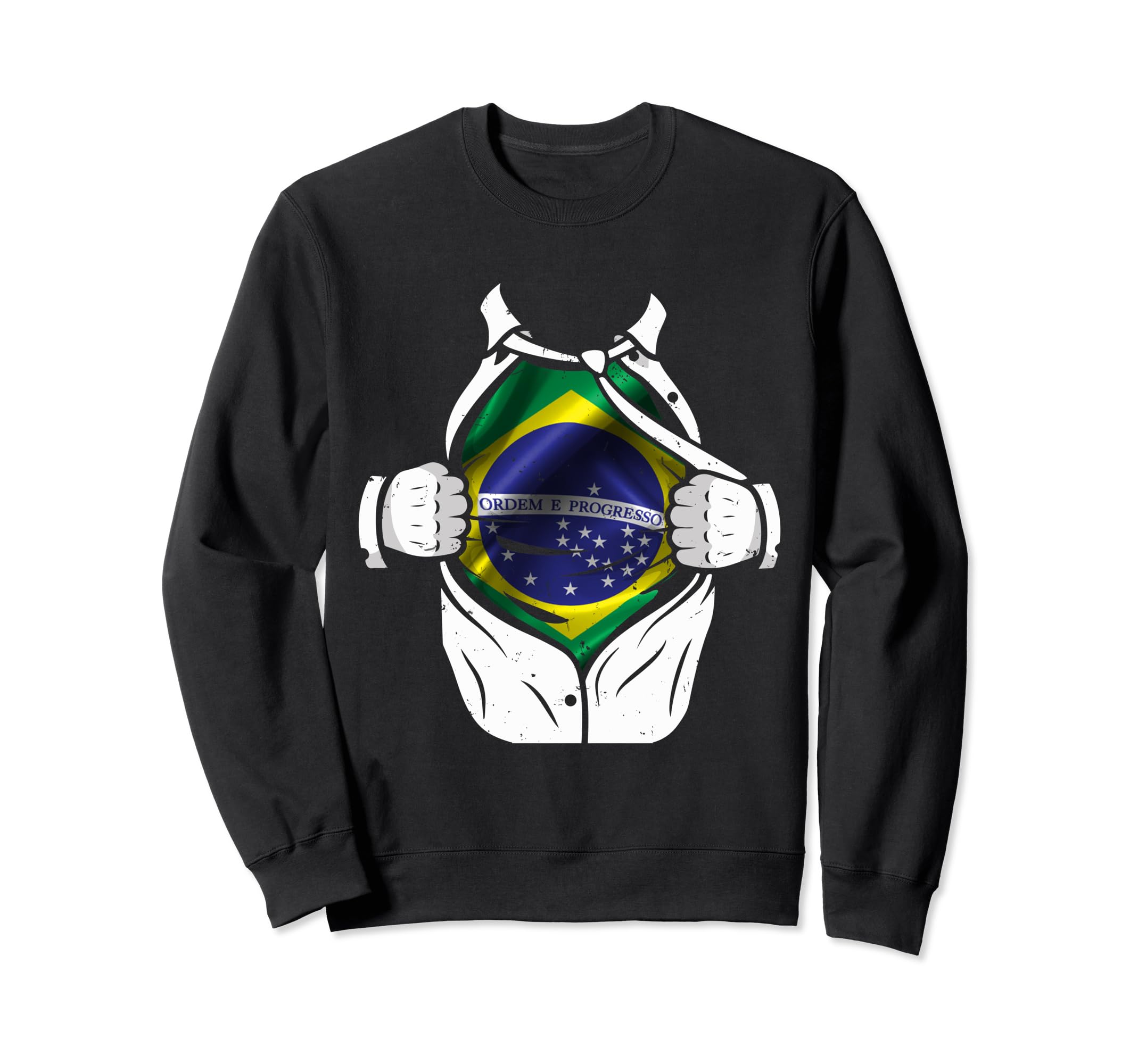 Superhero Flag I Love Brazil Designer Sweatshirt - Trendy Graphic Unisex