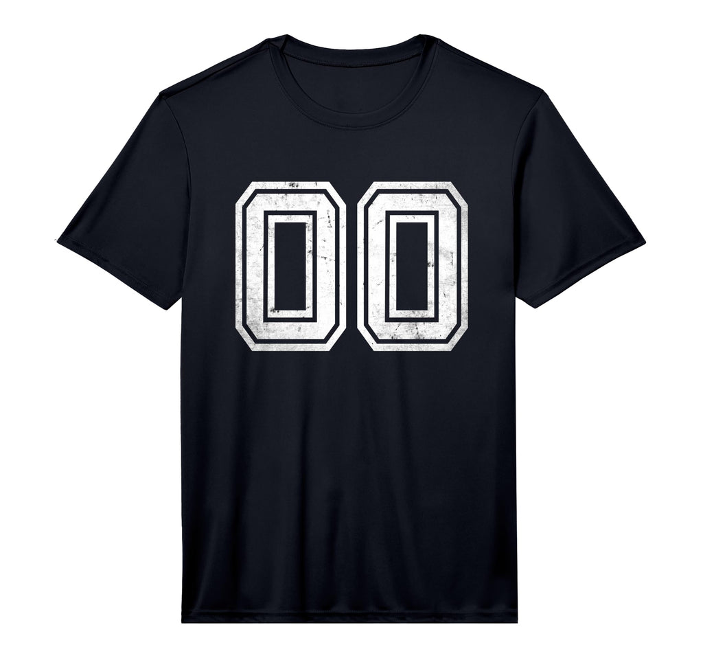 Number 00 Sports Team Distressed T-Shirt - Fun Novelty Design for Adults