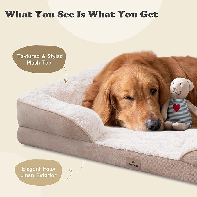 XXL Orthopedic Dog Bed - Washable Dog Sofa Beds for Giant Dogs, Supportive Foam Pet Couch Bed with Removable Washable Cover, Waterproof Lining and Nonskid Bottom