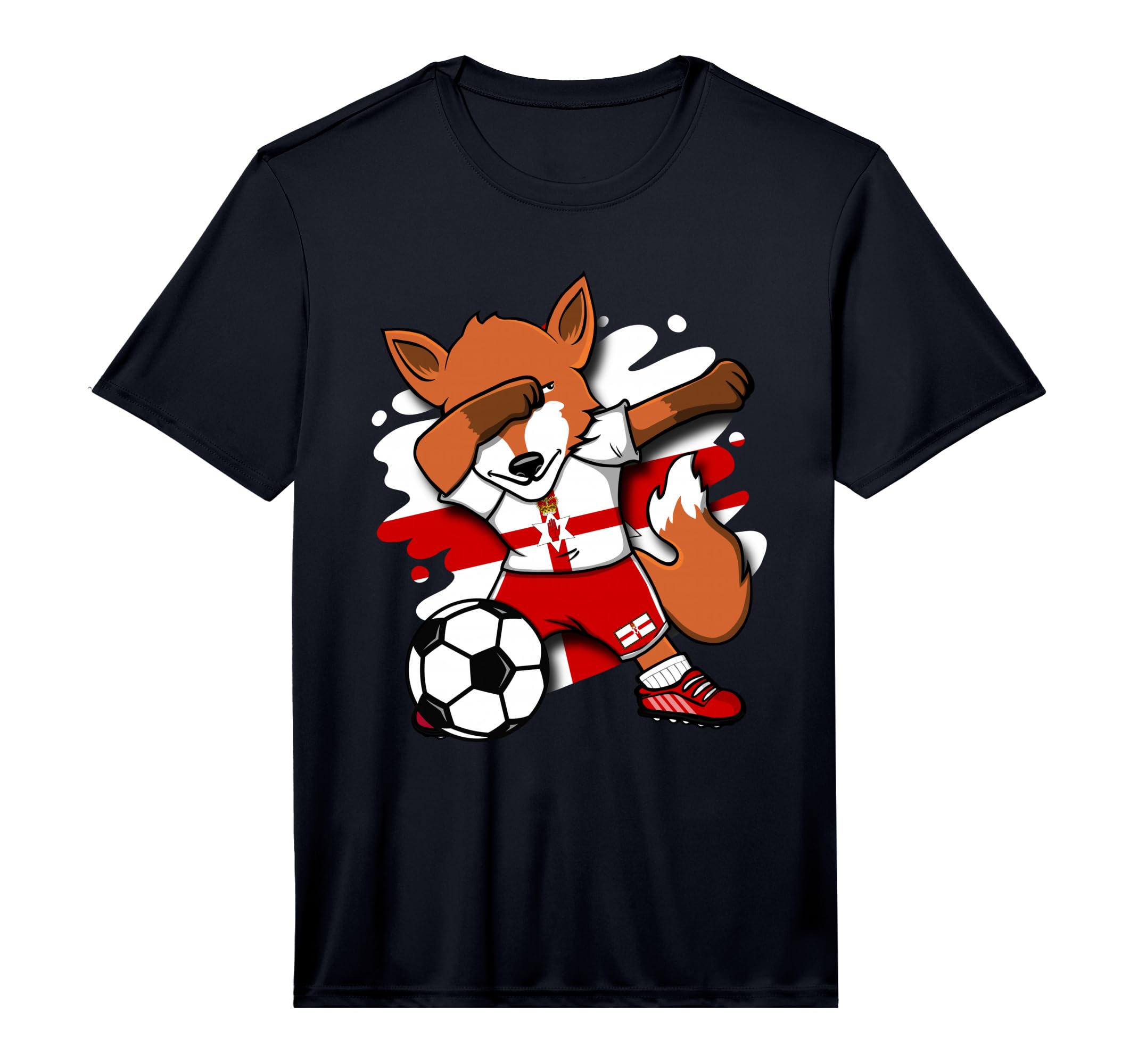 Dabbing Fox Northern Ireland Soccer T-Shirt - Fun Novelty Design Unisex