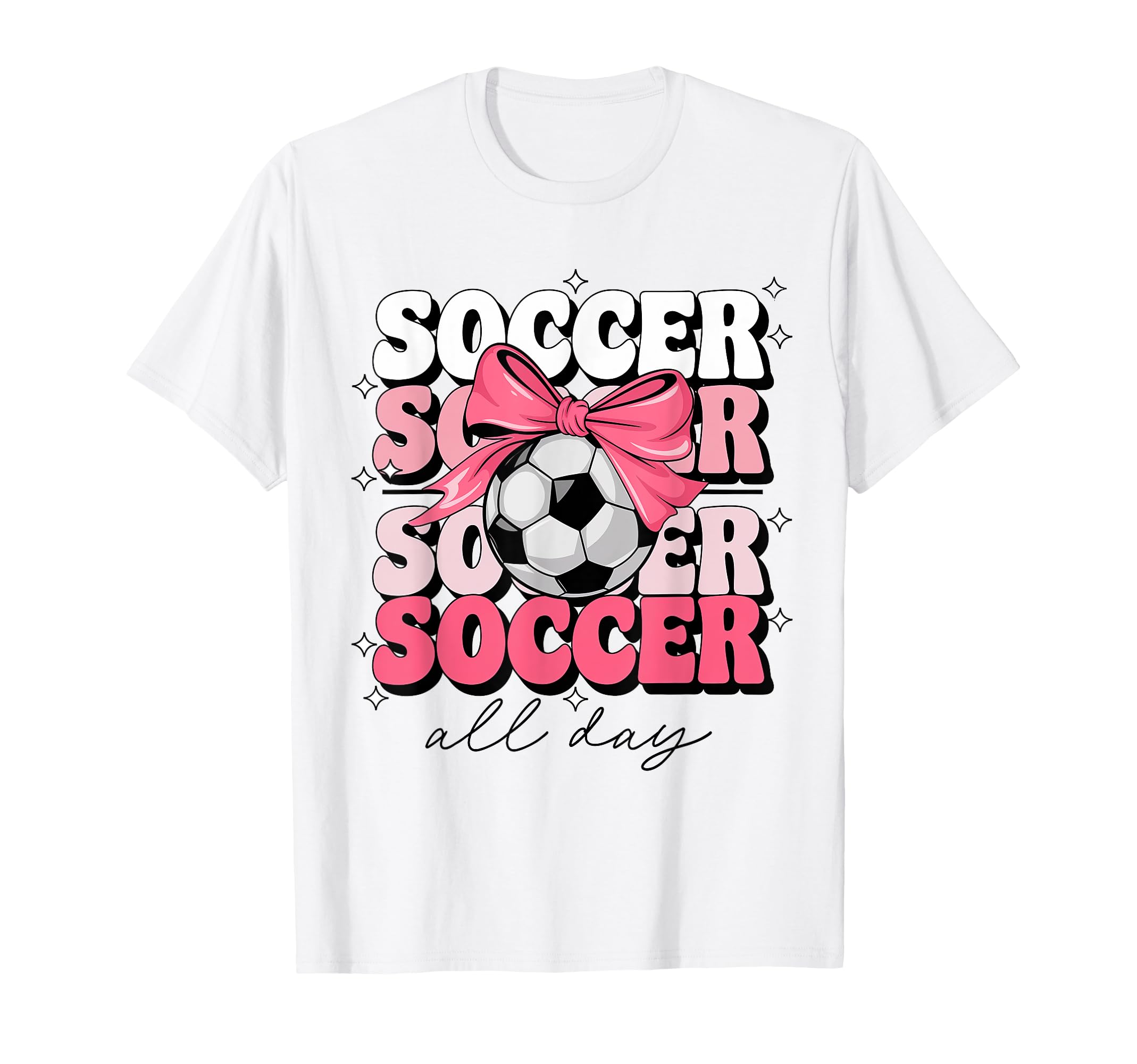 Groovy Soccer Coquette Bow Soccer All T-Shirt - Unique Graphic Men Women