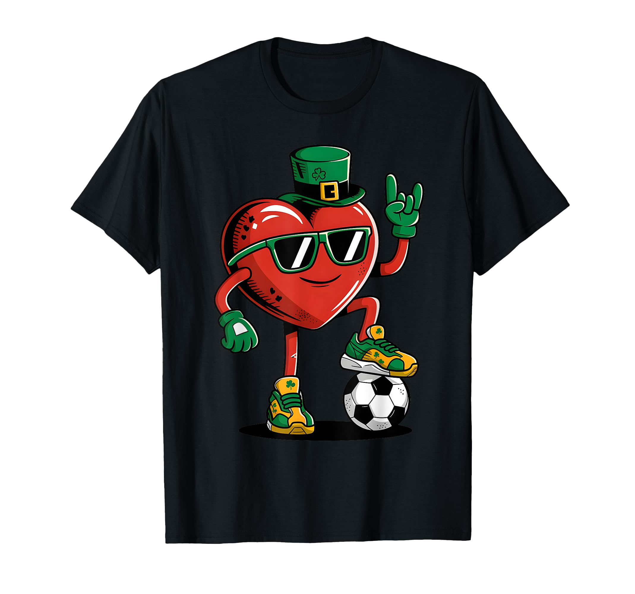 Valentine St Patrick Day Heart Soccer T-Shirt - Unique Graphic for Adults