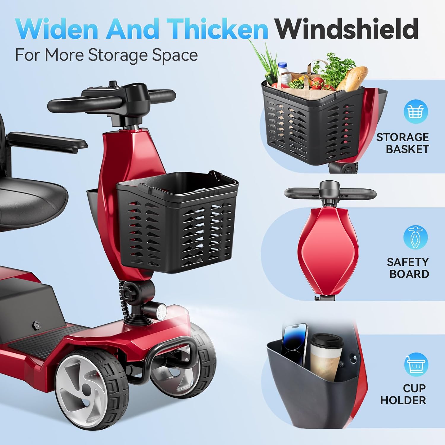 Foldable Mobility Scooters 4 Wheel Lightweight Mobility Scooters for Adults, 250W Powered Electric Wheelchair, Mobility Scooter with Seat, Folding Travel Motorized Scooter
