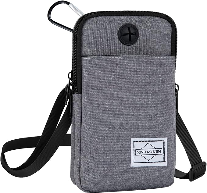 Cell Phone Purse Waist Pack Bag Travel Crossbody Bag Wristband Sport Armband Wallet with Removable Shoulder Strap (Light Grey)
