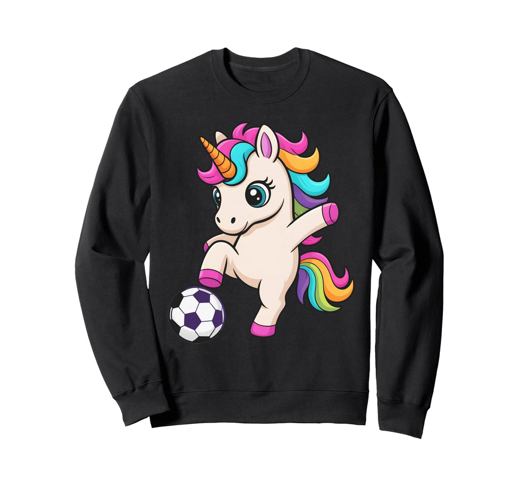 Funny Soccer Unicorn Just Who Loves Sweatshirt - Graphic Print for Adults