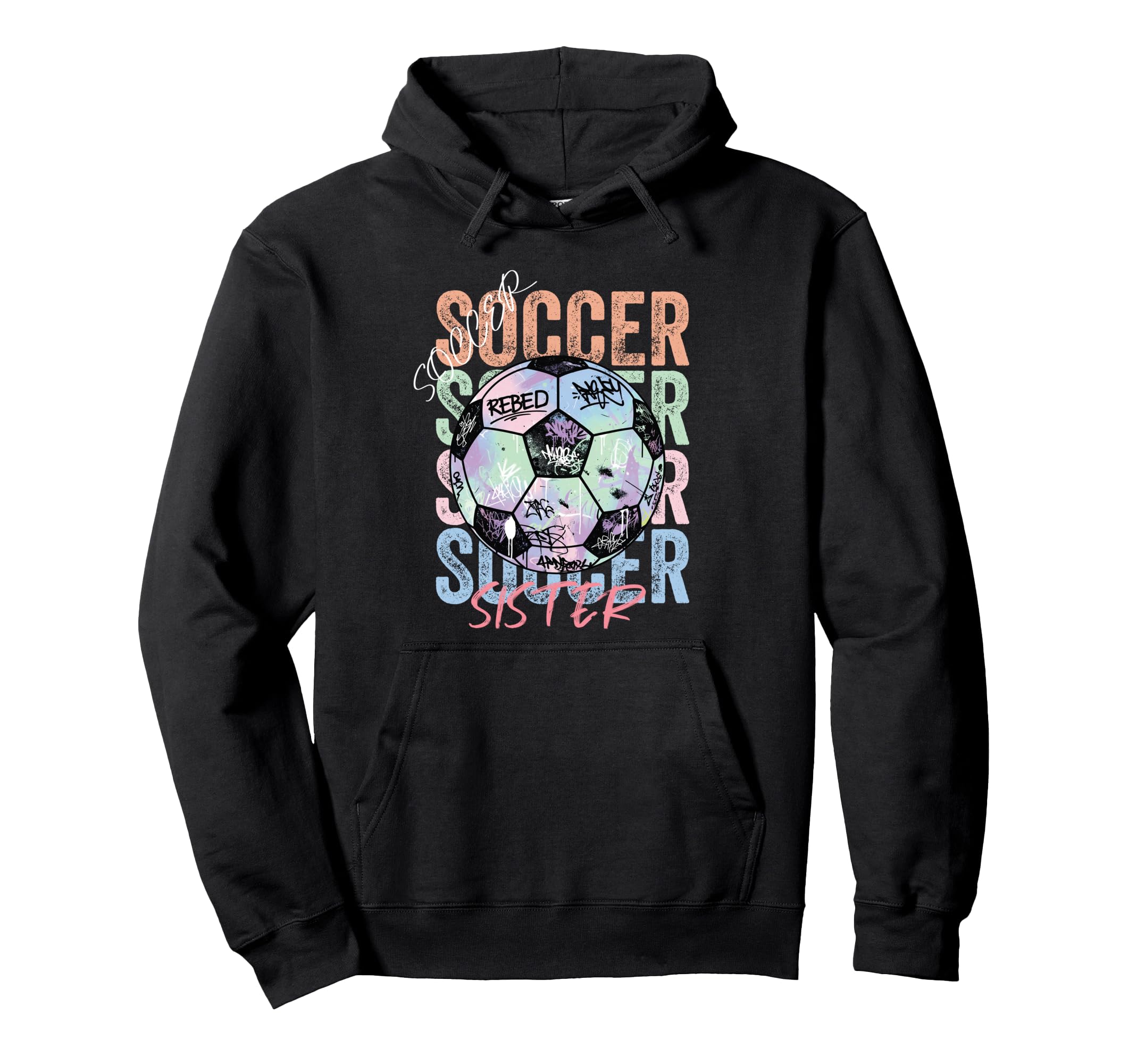 Colorful Soccer Sister Ball Distressed Hoodie - Unique Graphic Unisex