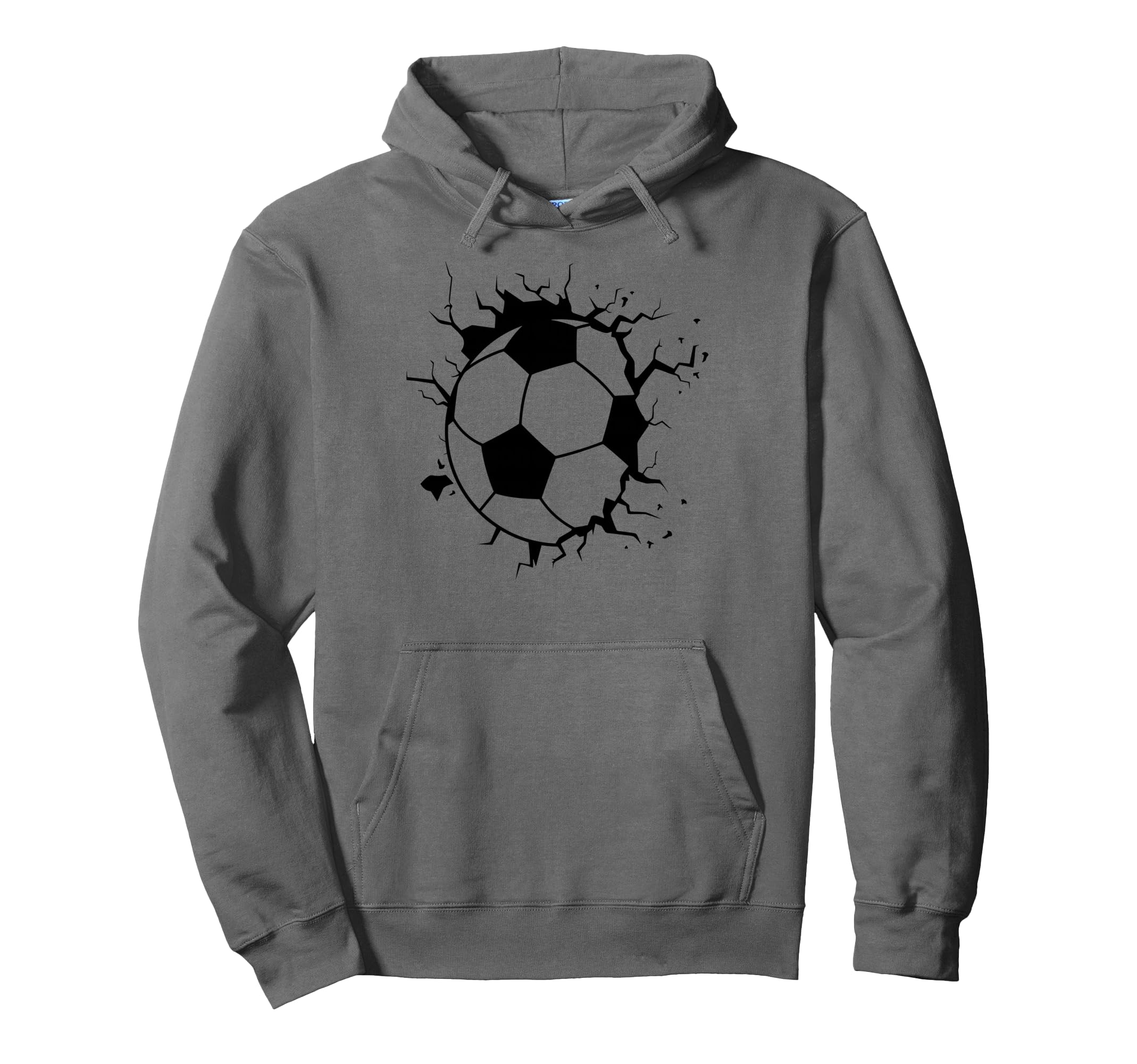 Soccer Ball Crashing Through Wall Football Hoodie - Unique Graphic Unisex
