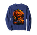 Happy Halloween Scary Pumpkin Sweatshirt - Custom Art Print Men Women