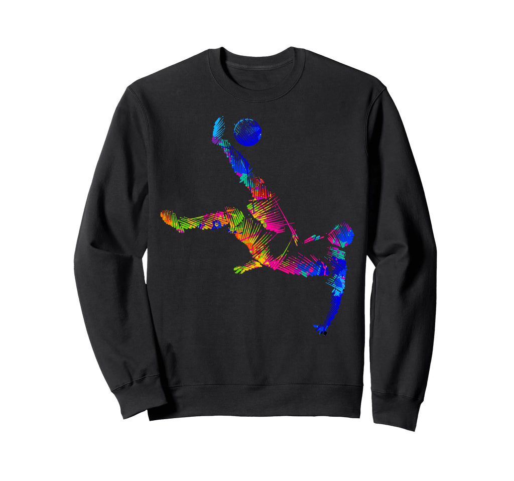 Colorful Soccer Bicycle Kick Splash Sweatshirt - Minimalist Print Unisex