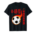 Flaming Distressed Eat Sleep Play Soccer T-Shirt - Trendy Graphic Unisex