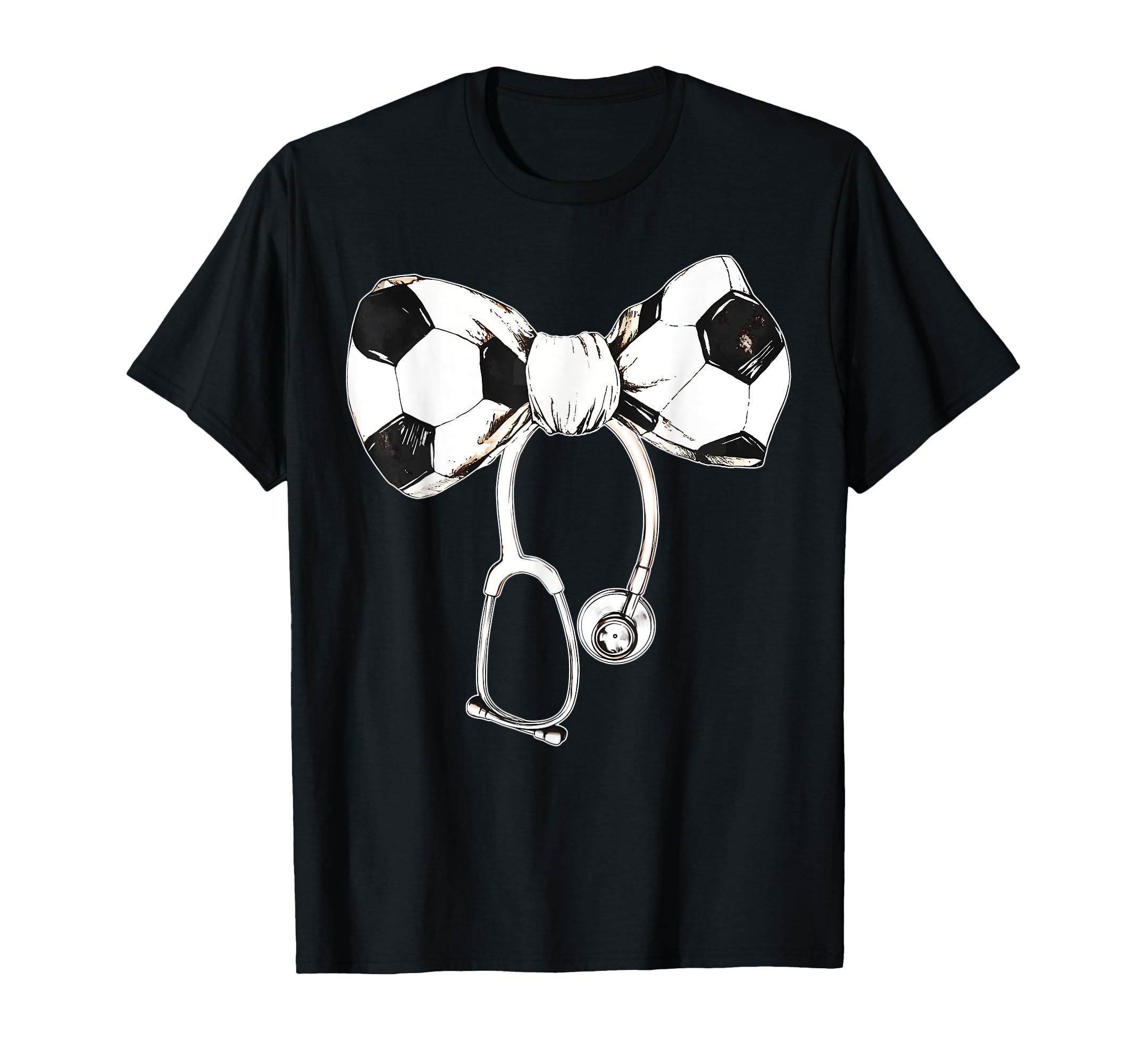 Coquette Bow Stethoscope Soccer T-Shirt - Minimalist Print for Adults