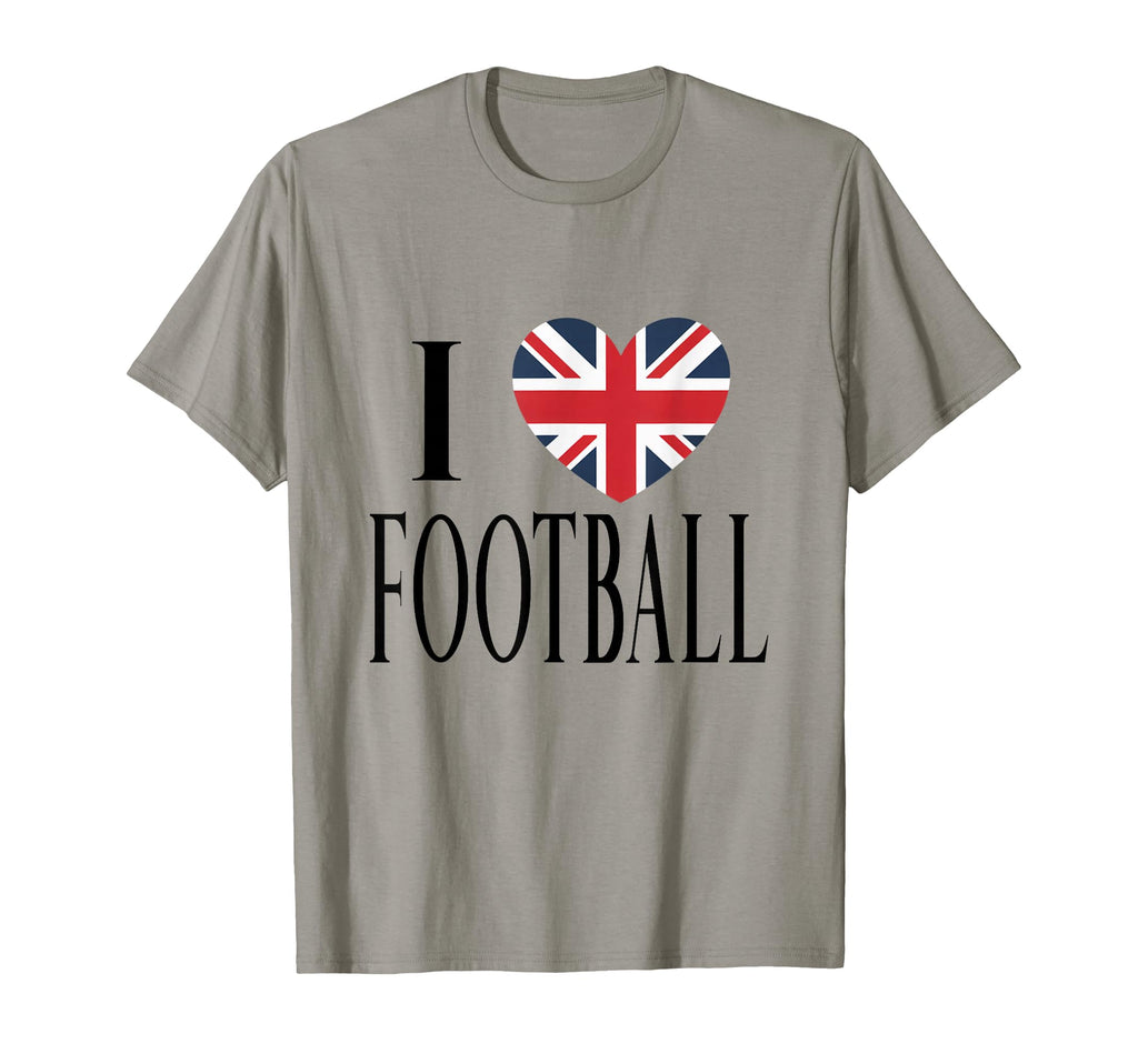 I Love Football Black British Flag Heart T-Shirt - Streetwear Style Unisex