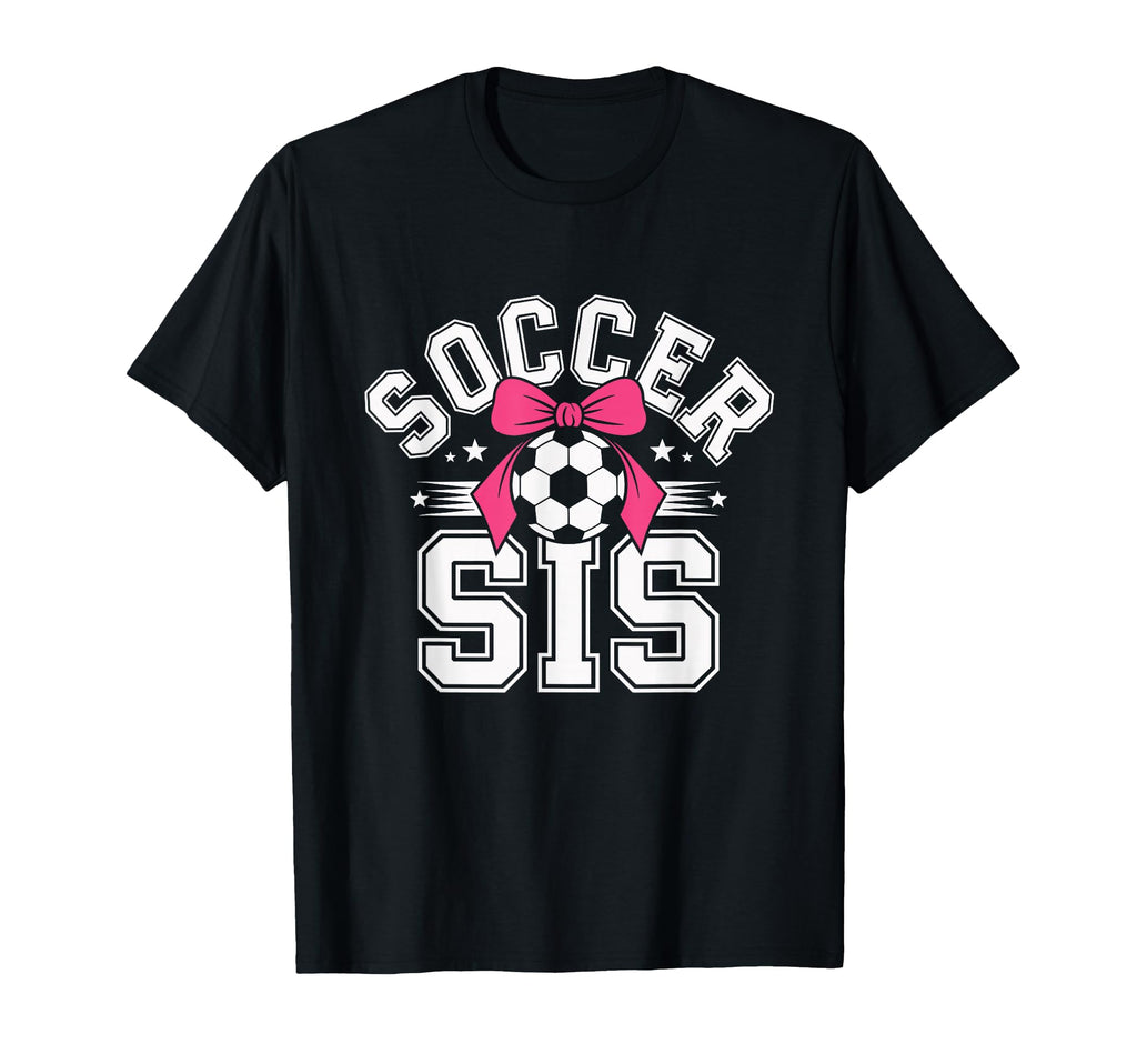 Soccer Sister Funny Coquette Bow Sport T-Shirt - Graphic Print for Adults