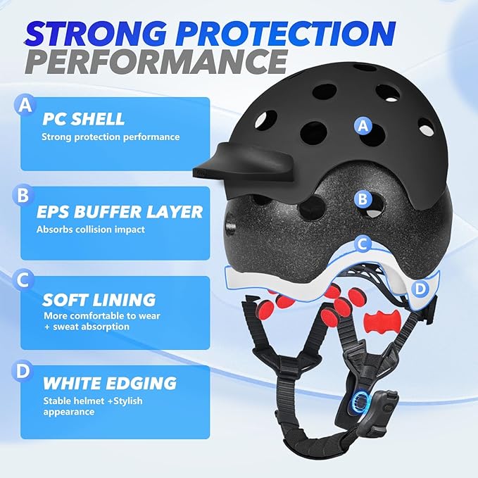 Kids Bike Helmet for 5-8-14 Kids Skateboard Helmet Boys Girls Child Youth Adjustable Lightweight Ventilation and Multi-Sports Scooter Cycling Roller Balance Bike