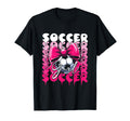 Groovy Soccer Coquette Bow Dripping Sport T-Shirt - Graphic Print Unisex