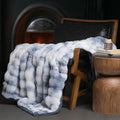 EVERGRACE Ultra Soft Luxury Fluffy Ridgeline Faux Rabbit Fur Throw Blanket, Thick Warm Bubble Throw for Bed, Cozy Plush Reversible Blankets for Couch, Chair, Sofa, Cloud Blue, 60x80 Inches, 870 GSM