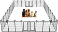 Dog Playpen Outdoor 32 Panels Heavy Duty Dog Fence 47" Height Anti-Rust with Doors Portable for RV Camping Yard, Total 71FT, 406 Sq.ft, Snowy Black