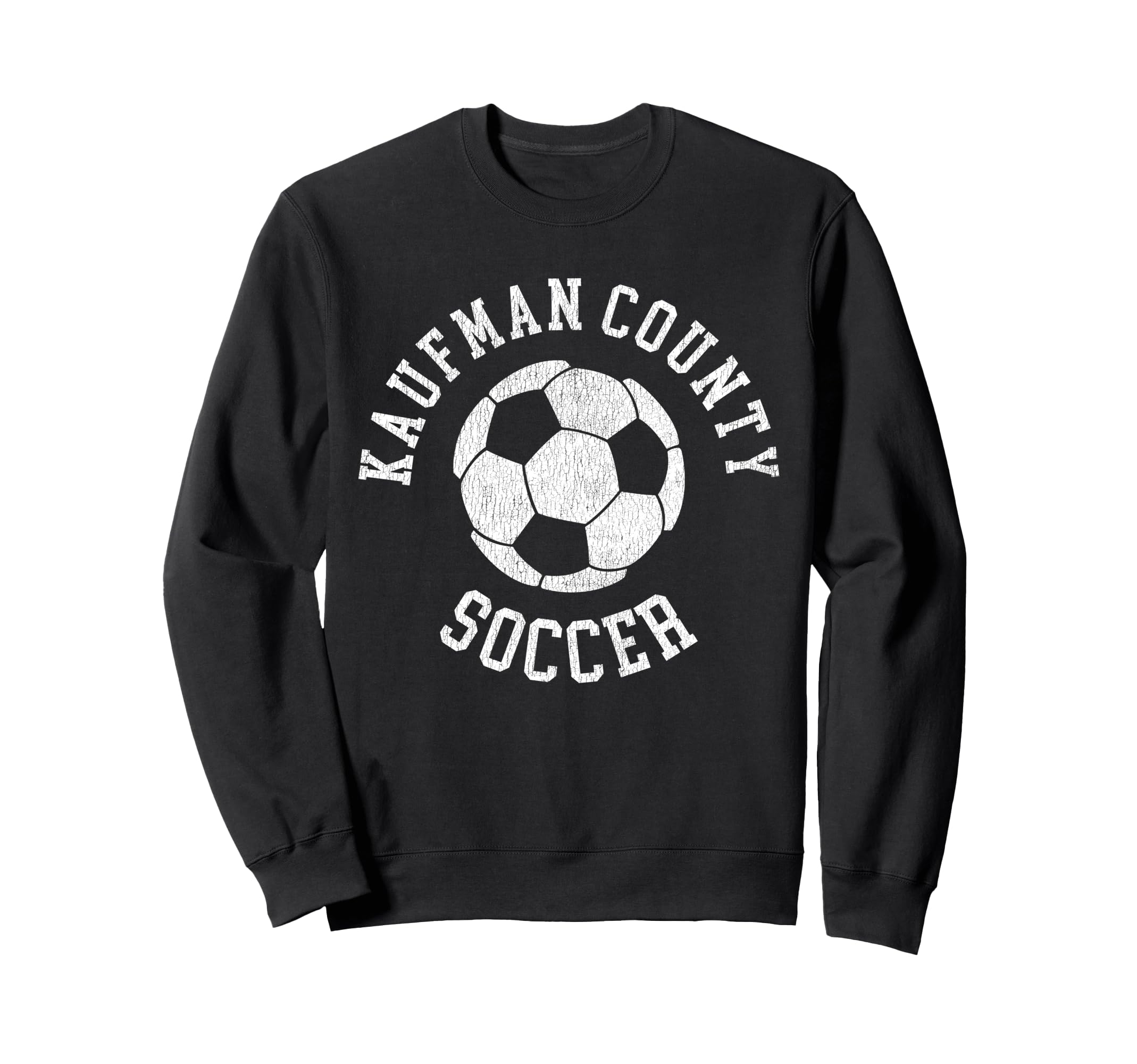 Kaufman County Soccer Distressed 90S Sweatshirt - Graphic Print for Adults