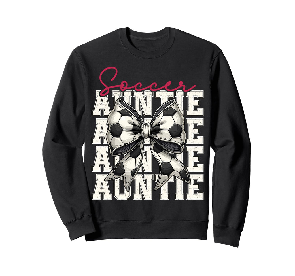 Soccer Auntie Funny Coquette Bow Sweatshirt - Trendy Graphic Men Women