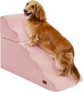 Dog Step for Bed, Dog Stair 5-Step 35D Pet Stair 22.8" H for High Bed or Sofa Non-Slip Balanced Pet Step Indoor, Pink