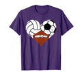 Volleyball Football Soccer Heart T-Shirt - Aesthetic Graphic for Adults
