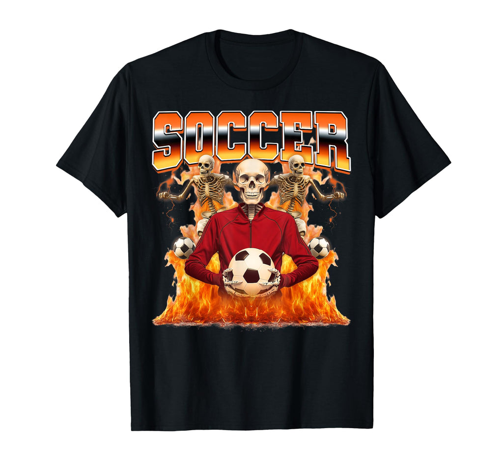 Soccer Player Skeleton 90S Bootleg T-Shirt - Unique Graphic Unisex